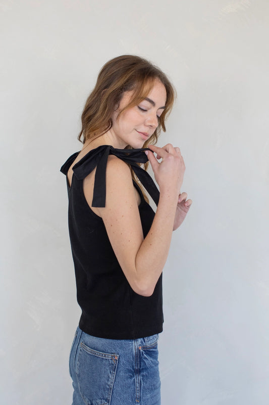 Bow Detailed Tank Top - Black