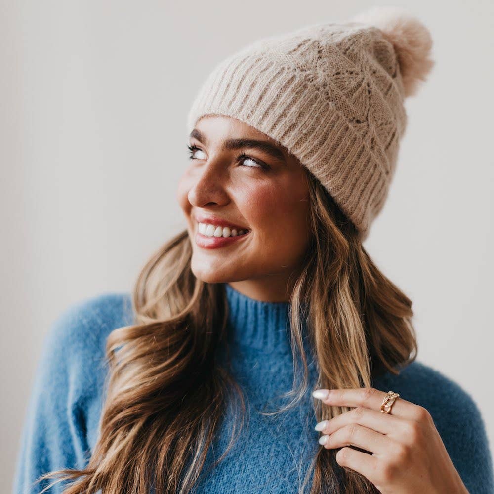 Fallon Fuzzy Beanie: Cream