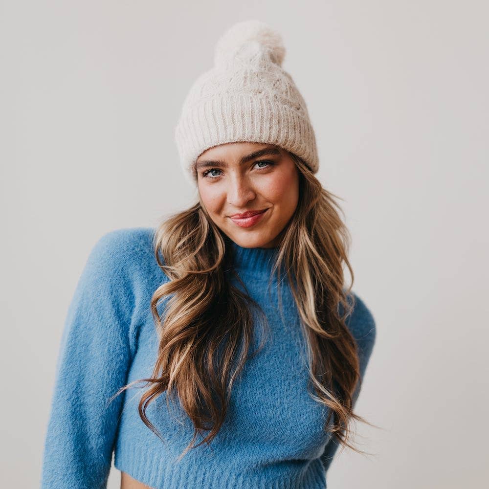 Fallon Fuzzy Beanie: Cream
