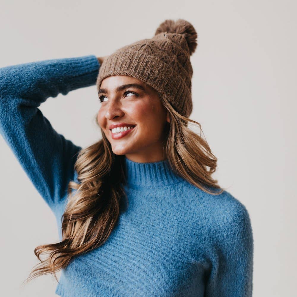 Fallon Fuzzy Beanie: Brown