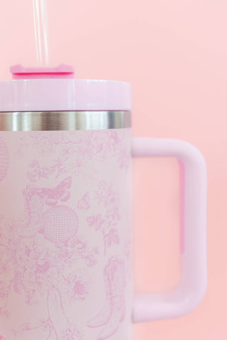 Pink Disco Cowgirl Toile 40oz Tumbler