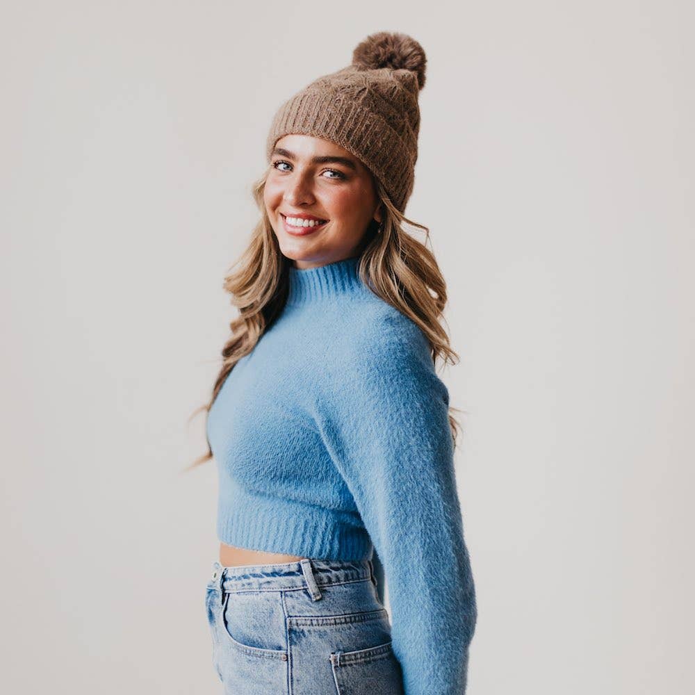 Fallon Fuzzy Beanie: Brown
