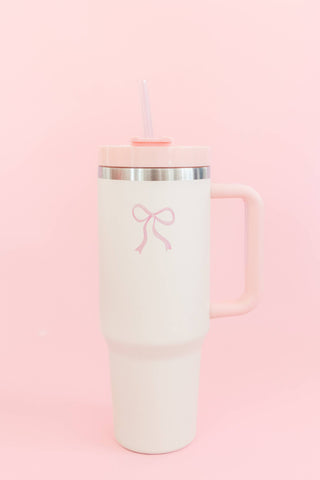 Cream & Pink Bow 40oz Tumbler