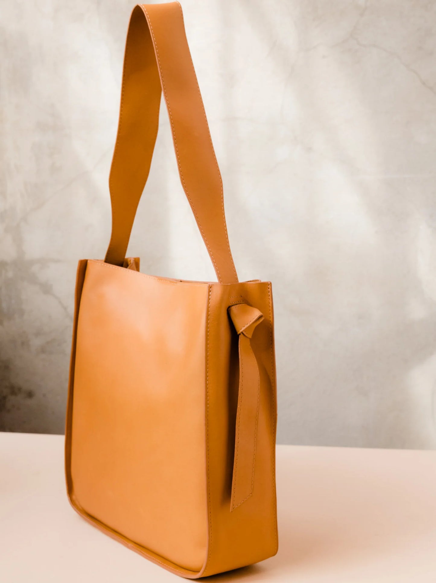 Addison Knotted Tote: Cognac