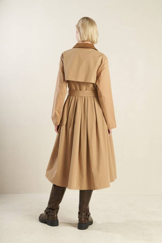 Falling Leaves Woven Midi Trench Coat - ONLINE ONLY