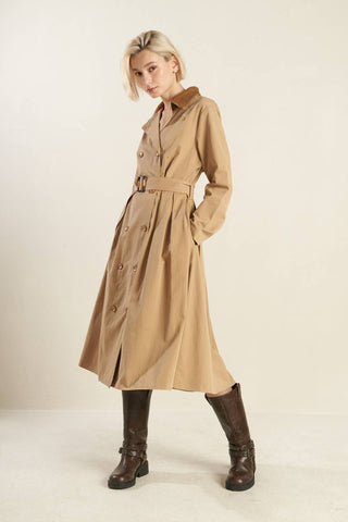 Falling Leaves Woven Midi Trench Coat - ONLINE ONLY