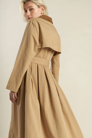 Falling Leaves Woven Midi Trench Coat - ONLINE ONLY