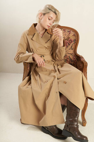 Falling Leaves Woven Midi Trench Coat - ONLINE ONLY