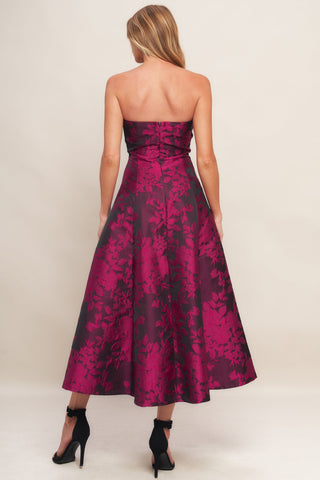 Black Rose Jacquard Midi Dress - ONLINE ONLY