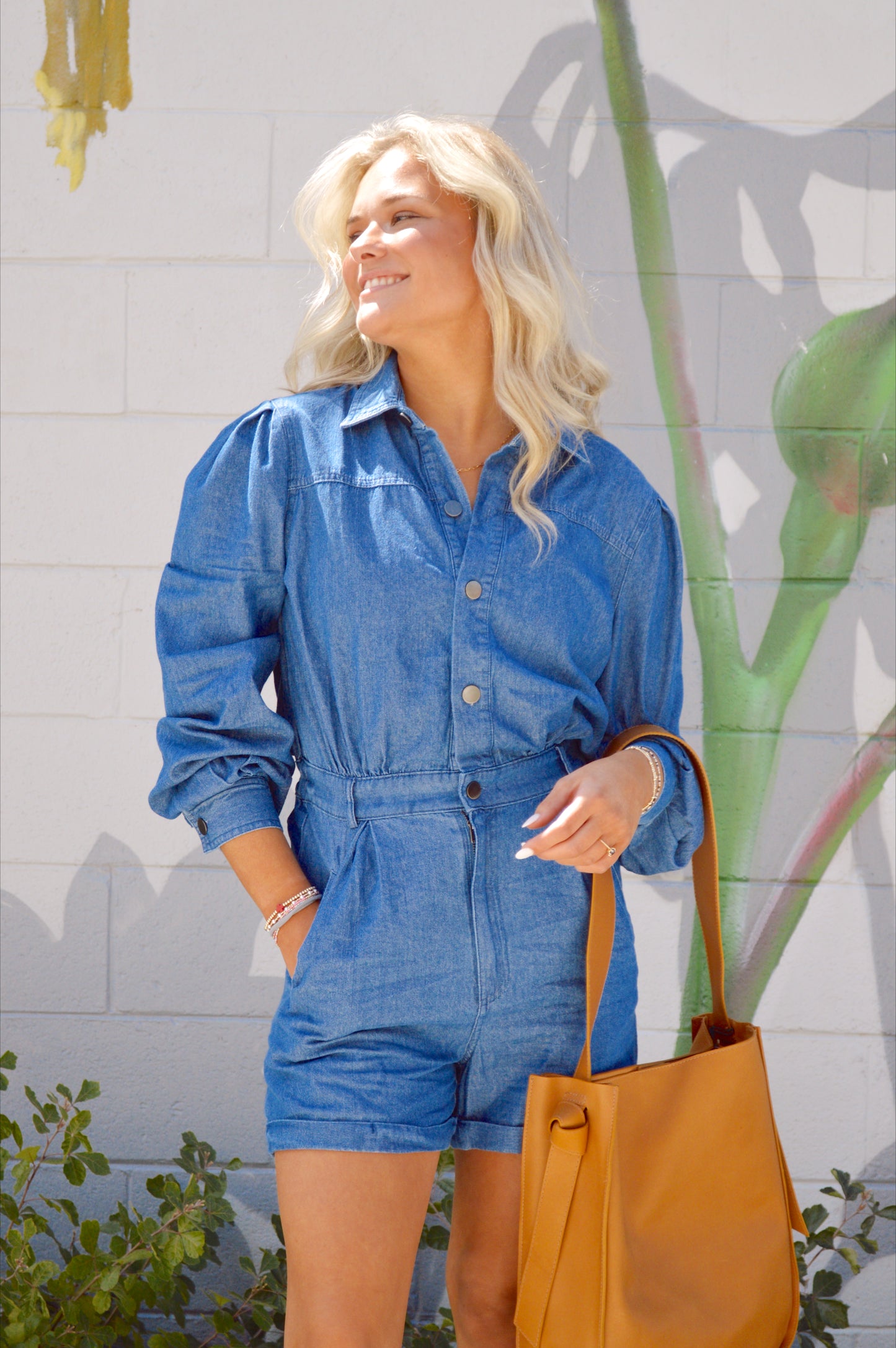 Chambray Long Sleeve Romper