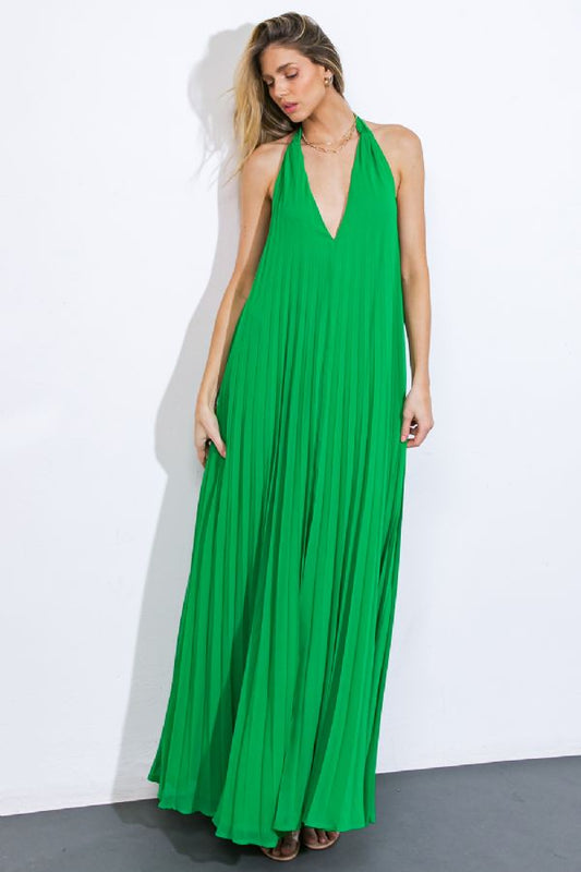 Green Halter Maxi Dress