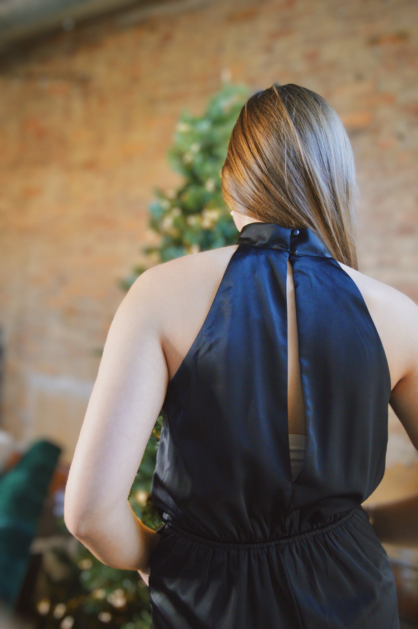 Black Satin Jumpsuit