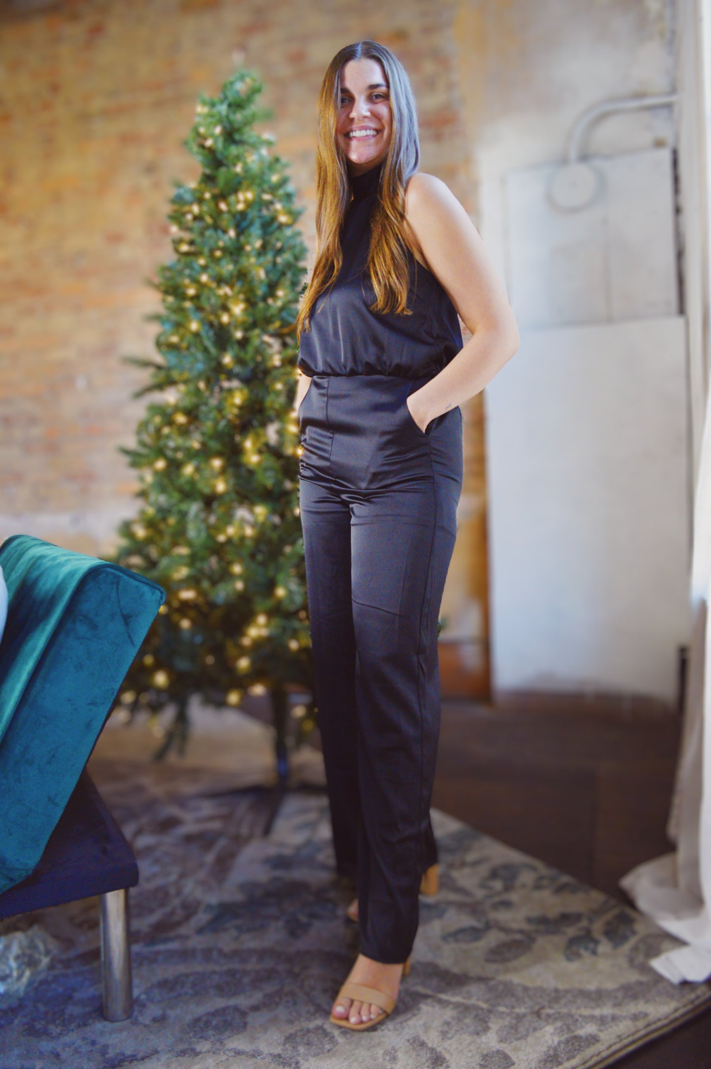 Black Satin Jumpsuit