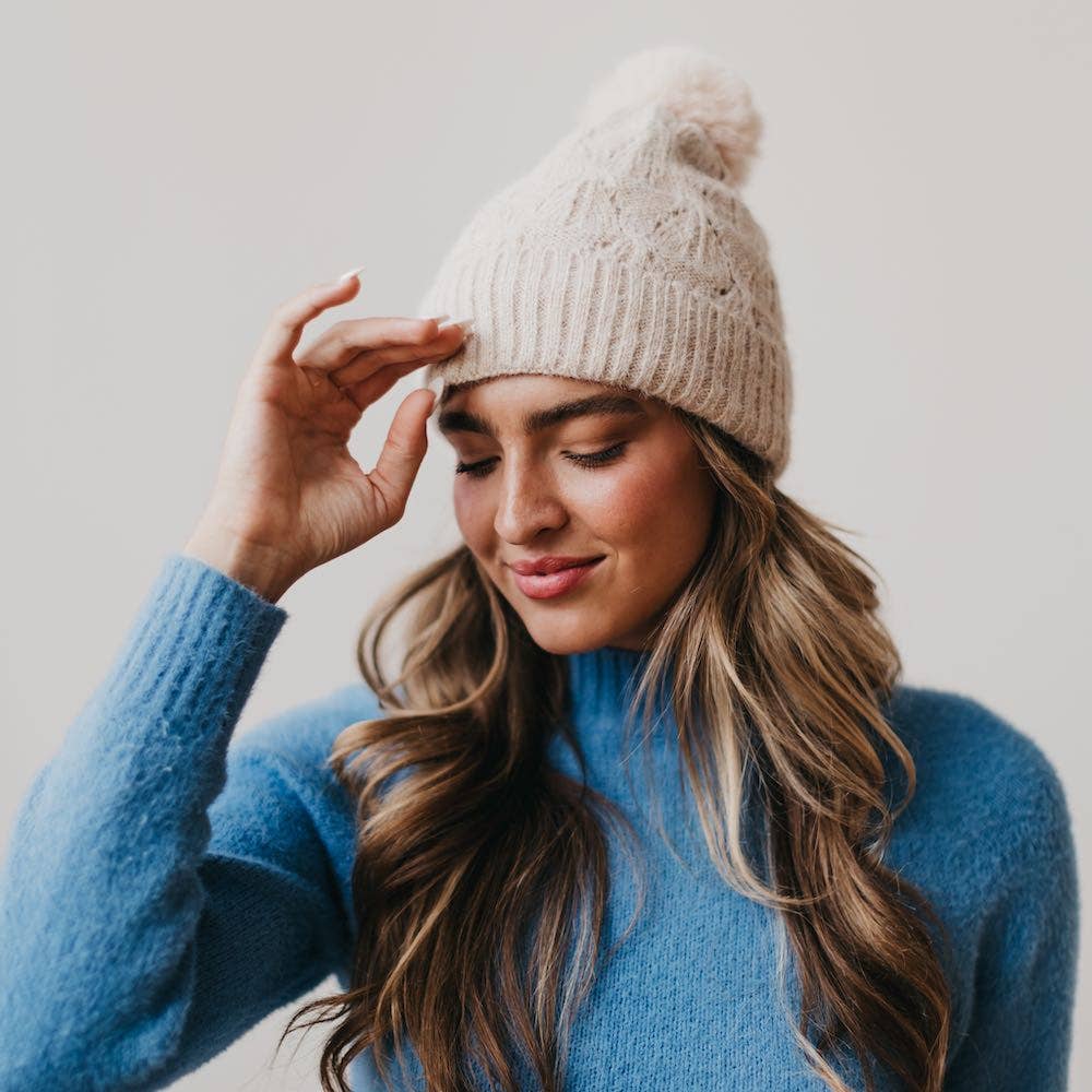 Fallon Fuzzy Beanie: Cream