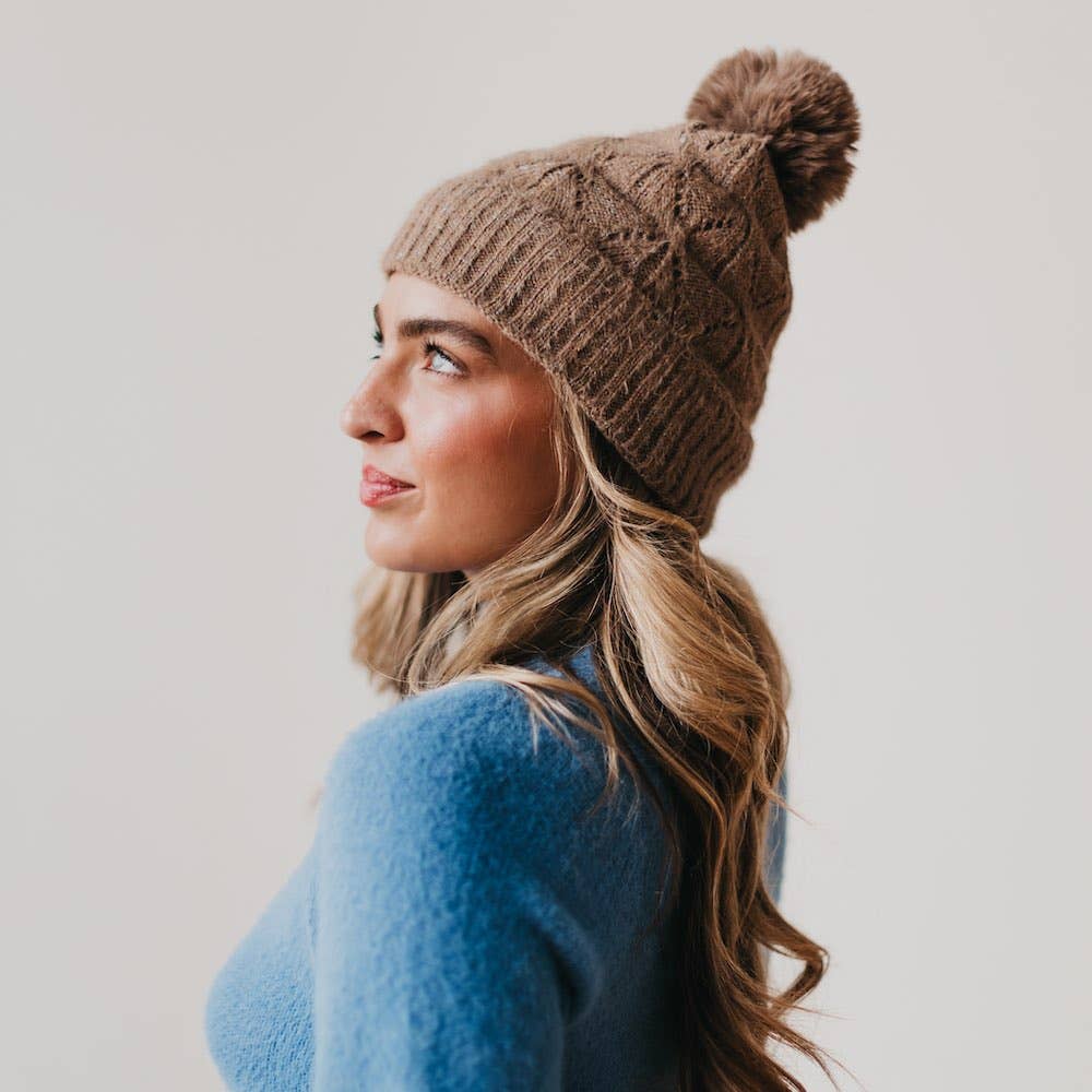 Fallon Fuzzy Beanie: Brown