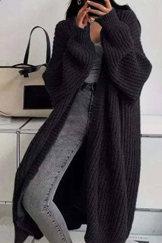 Oversized Open-Front Knit Cardigan