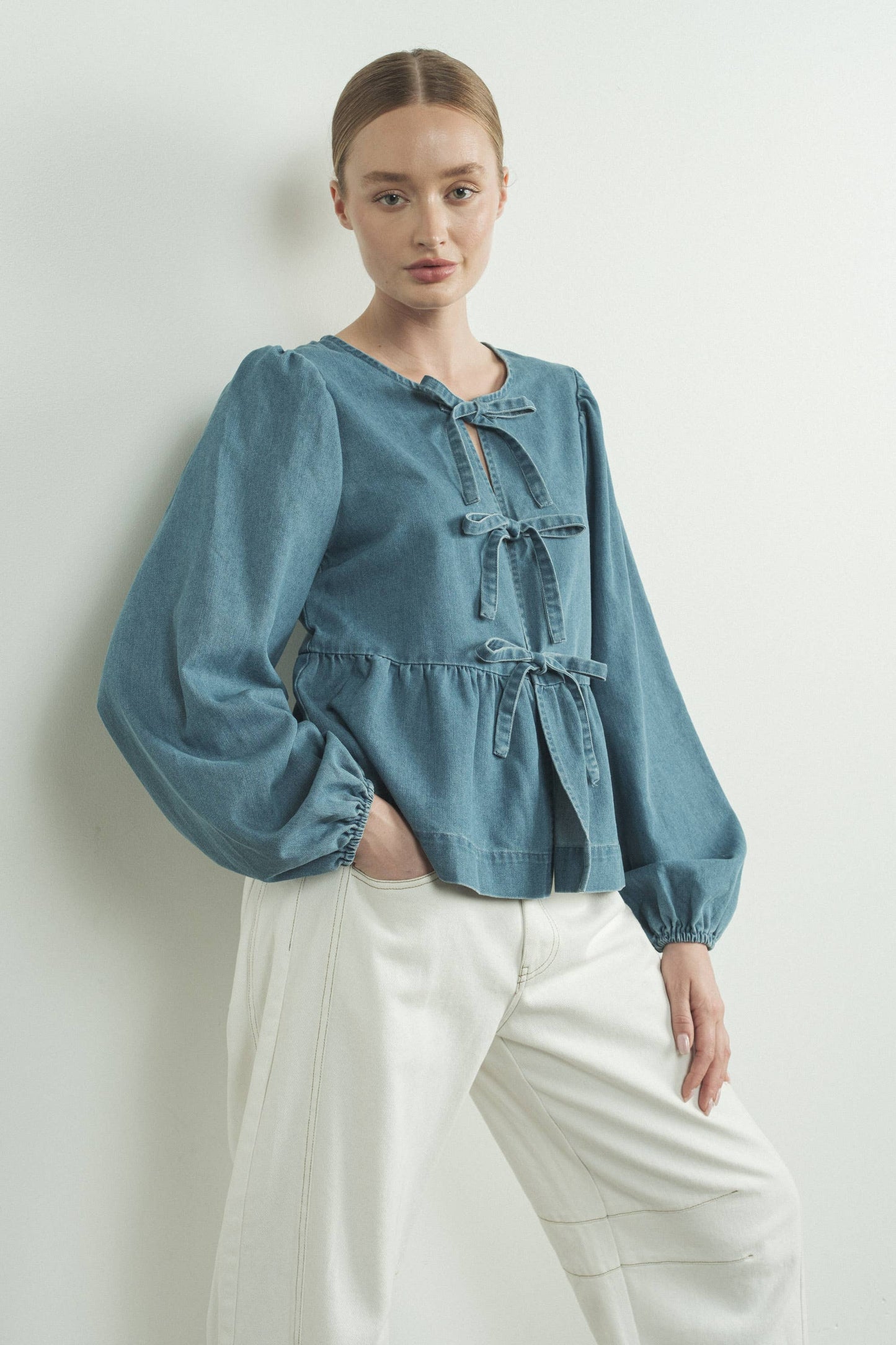 Sienna Peplum Denim Top