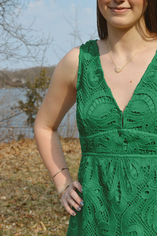 green eyelet dress Fresh Green Eyelet Dress M