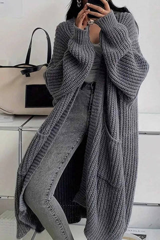 Oversized Open-Front Knit Cardigan