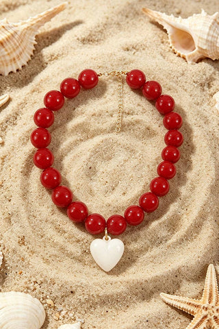 Heart Pendant Beaded Necklace