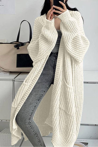 Oversized Open-Front Knit Cardigan