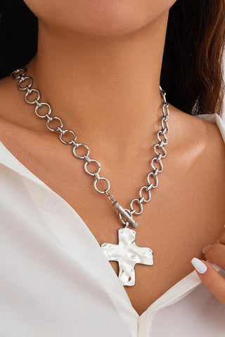 Chunky Chain Cross Pendant Necklace