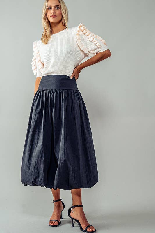 Eclipse Crescent Balloon Midi Skirt