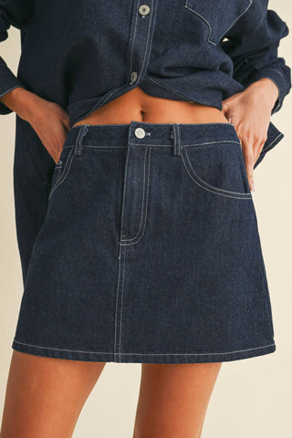 IST6002  DENIM OVERSIZED SHIRT AND MINI SKIRT