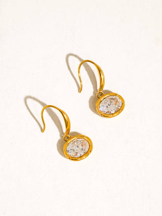 Rebekah 18K Gold Non-Tarnish Oval CZ Earrings