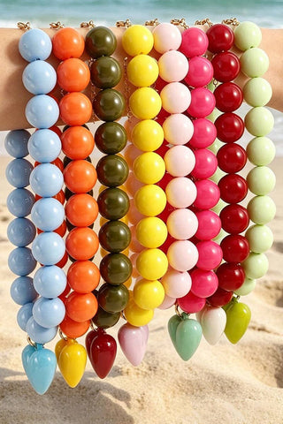 Heart Pendant Beaded Necklace
