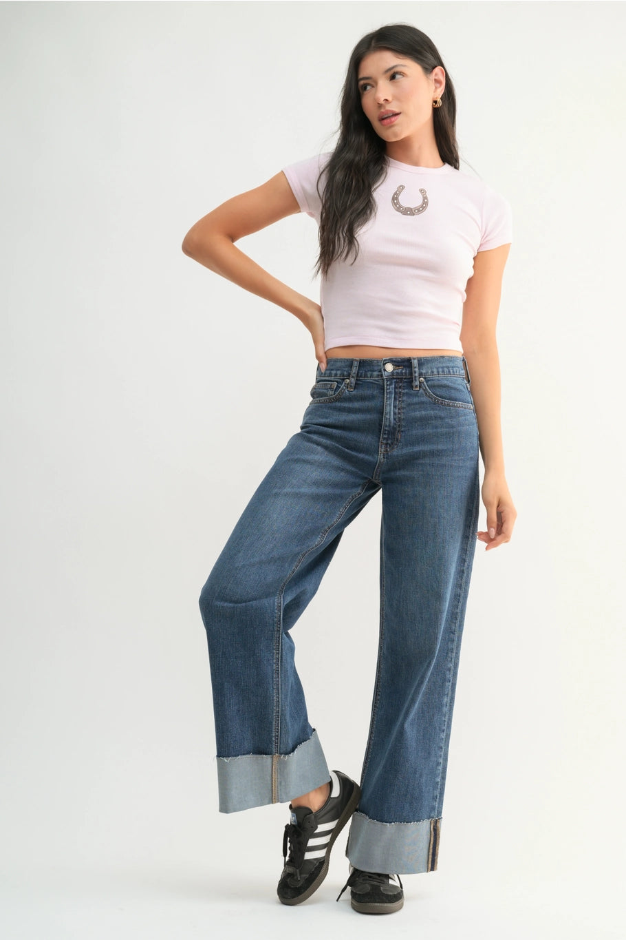 Cuffed Palazzo Jeans