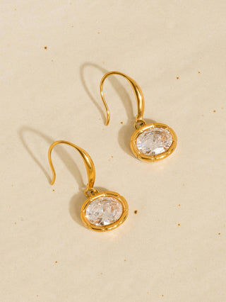 Rebekah 18K Gold Non-Tarnish Oval CZ Earrings