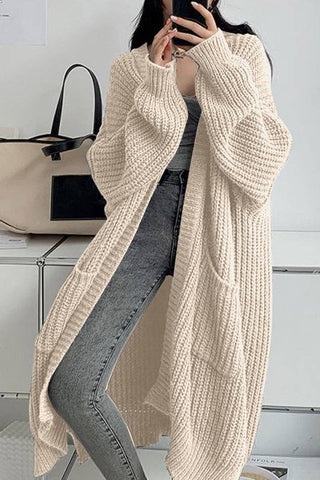 Oversized Open-Front Knit Cardigan