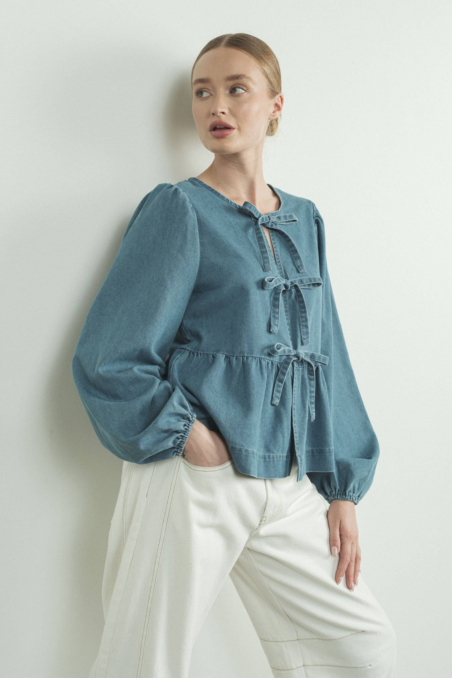 Sienna Peplum Denim Top