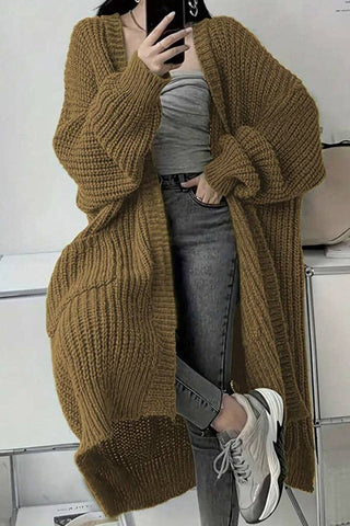 Oversized Open-Front Knit Cardigan
