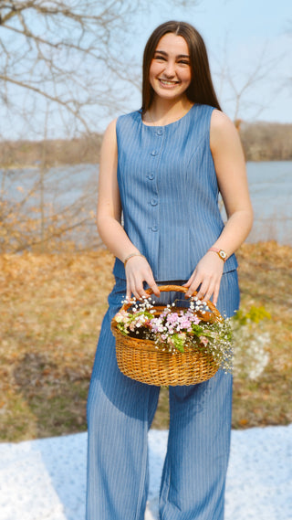 Denim Striped Vest Top