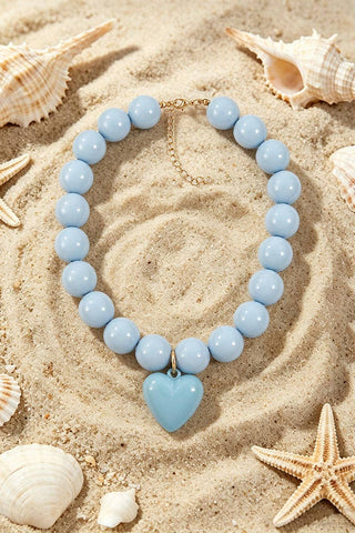 Heart Pendant Beaded Necklace