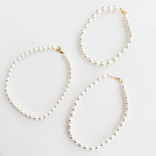 Chunky Three Piece Pearl Necklace - WATERPROOF