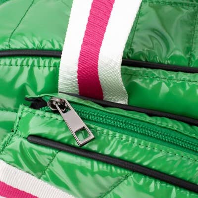 Puffer Pickle Ball Tote Green with Pink Stripe 4/30