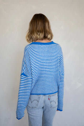 Piper Cardigan - Blue Mini Stripe