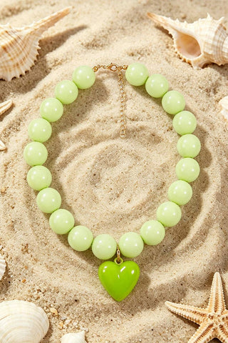 Heart Pendant Beaded Necklace