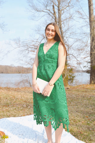 green eyelet dress Fresh Green Eyelet Dress M