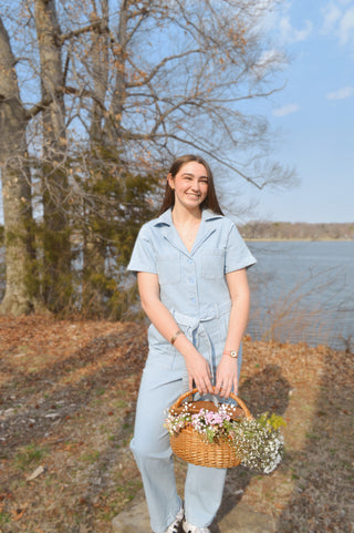 Everyday Denim Jumpsuit - Striped