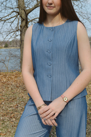 Denim Striped Vest Top