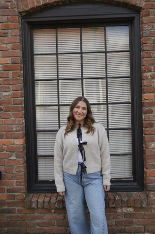 Fiona Satin Bow Cardigan