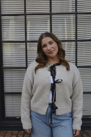 Fiona Satin Bow Cardigan