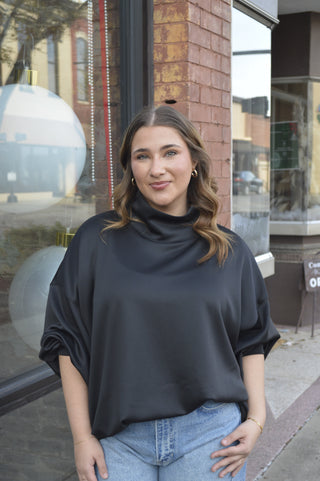 Black Mock Neck Sweatshirt