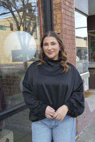 Black Mock Neck Sweatshirt