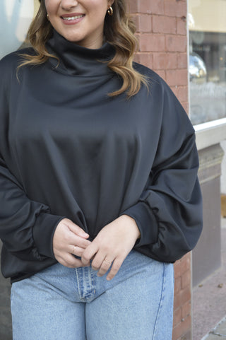 Black Mock Neck Sweatshirt