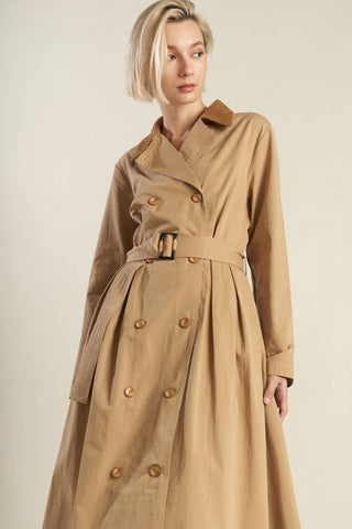 Falling Leaves Woven Midi Trench Coat - ONLINE ONLY